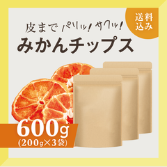ドライフルーツ みかんチップス 600g(200g×3袋) 新品 国際 無添加 砂糖不使用
