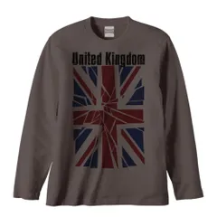 《新品・送料無料》ブロークン・ユニオンジャック（英国国旗）／長袖Tシャツ／チャコールブラウン／メンズＭサイズ／中厚《MYDS》