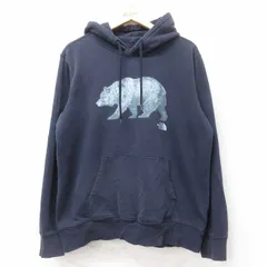 XL/古着 ノースフェイス 長袖 スウェット パーカー メンズ クマ 紺 ネイビー 25sep27 中古 スエット トレーナー トップス