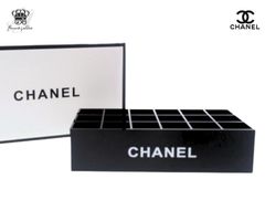 シャネル ノベルティ コスメ収納 アクリルケース 18マス 3×6 スタンド 箱付 ブラック CHANEL【New 新品】