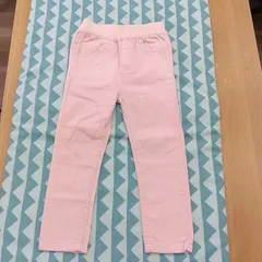 【値下げ】petit main  ウエストリブ切り替え無地スキニーパンツ（ピンク）100㎝