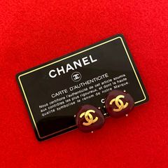 美品】シャネル CHANEL イヤリング ココマーク ハート ボルドー 箱付き 