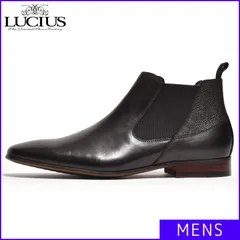 【新品】 サイドゴアブーツ メンズ 紳士 ブーツ ショートブーツ サイドゴア ビジネスブーツ 革靴 ヒール レザー シンプル カジュアル 靴 シューズ 25 25.5 26 26.5 27 27.5 LUCIUS ルシウス ブラック 黒 LLB100-1