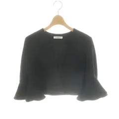 ヨーコチャン YOKO CHAN フリルスリーブ ジャケット ブレザー ノーカラー シングル フロントオープン 38 M 紺 ネイビー /YQ ■OSのサムネイル