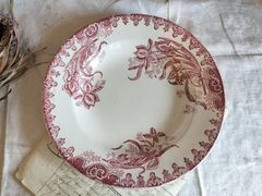 フランス アンティーク　サンタマン　IRIS　 模様付き　　陶器　　1900年 　深皿　美品
