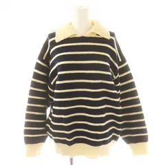 フリークスストア FREAKS STORE 襟付き ボーダーニット セーター 長袖 F 紺 ネイビー オフホワイト /DF ■OS