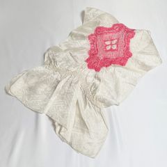 帯揚げ　白ピンク柄絞り　正絹