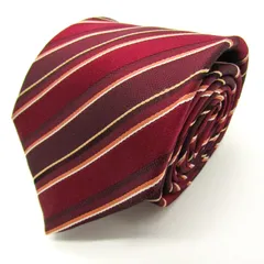 コムサメン ブランド ネクタイ ストライプ柄 グラデーション シルク 日本製 PO メンズ ワインレッド COMME CA MEN 【中古】