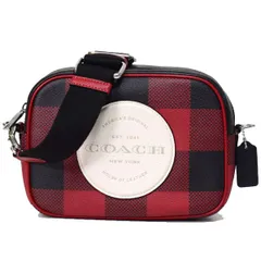 コーチ バッグ COACH コーティングキャンバス ぺブルレザー デンプシー バッファロー プレイド チェック柄 プリント パッチ カメラバッグ クロスボディ 斜め掛け 2way クラッチ ショルダーバッグ ブラック×レッドマルチ coach1550
