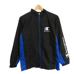 チャンピオン ウィンドブレーカー ジャケット スポーツウエア アウター キッズ 男の子用 160サイズ 黒×青 Champion 【中古】