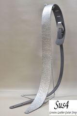 ハンドメイド＆国内生産 ギターストラップ　革(Genuine Leather Guitar Strap)　シルバークラック