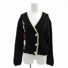 カステルバジャック CASTELBAJAC SPORT カーディガン ニット ウール アンゴラ混 刺繍デザイン 長袖 F 黒 ブラック /FT