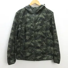 G■ユニクロ/UNIQLO ライトポケットダブルパーカー/迷彩 311-157245【L】カーキ/men's/92【中古】■
