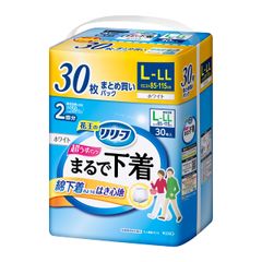 【旧パッケージ】【大容量】リリーフ パンツタイプ 超うす型まるで下着 白 L~LL 30枚 [L~LL(30枚)]