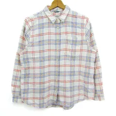 エルエルビーン 長袖シャツ チェック柄 アウトドア トップス メンズ Mサイズ ホワイト×オレンジ×ブルー L.L.Bean 【中古】
