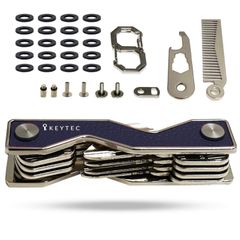 新品 正規品 KEYTEC X マルチツール付 多機能 キーケース コンパクト キー収納ツール カラビナ ＆ 拡張パック 付 (ネイビー／シルバーリム)