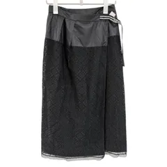 TL5  Gabardine K.T  ギャバジンケーティー　巻きスカート風　レースロングスカート　ブラック　黒　レディース　サイズ9号　日本製