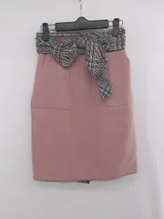 ◇ ◎ Apuweiser riche リバーシブル チェック 膝丈 タイト スカート サイズ1 ピンク ブラック ホワイト レディース P  【1307150007132】