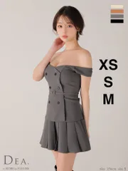 グレー[DE4315-IV-2509] 　XSサイズあり【DEA./ディア】オフショル/ ダブルボタン/ セットアップ/ フレア/ ミニドレス/ キャバドレス