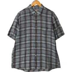 古着 ジェイクルー J.Crew チェック柄 半袖 リネンシャツ メンズL相当/eaa565523