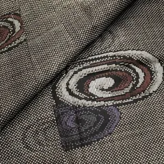 ［きものキレイ］大島紬（袷）茶色　渦　身丈157.3cm　裄丈62.5cm　絹　リユース　　T022