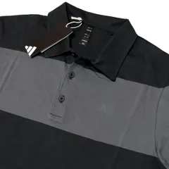 ○送料390円可能商品 アディダス ゴルフ ADIDAS GOLF 新品 メンズ 吸汗速乾 ボーダー 半袖 ポロシャツ 黒灰 Mサイズ[IU4355-M]三 壱★QWER