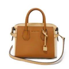 Michael Kors マイケルコース ベルティッド サッチェル スモール トップジップ ブラウン ホワイト 2WAY ショルダーバッグ ロゴ メタル トリコロール ハンドバッグ 30S9GM9SIT