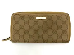 ◆GUCCI◆グッチ GGキャンバス ラウンドファスナー 長財布 イエロー