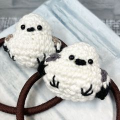 シマエナガ　ヘアゴム★2点セット　ハンドメイド