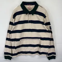 古着 ブルックスブラザーズ Brooks Brothers 長袖 ラガーシャツ ナンバリング ボーダー 大きいサイズ トレーナー XXL  ベージュ メンズ