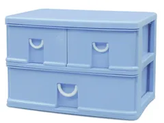 【在庫処分】小物収納2段 3ボックス パステルブルー エルピス サンコープラスチック C-102 日本製 339751 幅39×奥行26.5×高さ26.4cm