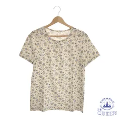 ☆美品☆ トップス Tシャツ おしゃれ 半袖 レディース ホワイト 総柄 M 901-1735 送料無料 古着