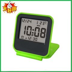 誠時(セイジ) 目覚まし時計 Coppet Green 温度計付 コペ LCD トラベルクロック グリーン LS-013GR