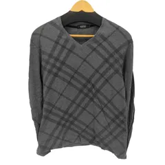 バーバリーブラックレーベル BURBERRY BLACK LABEL ノバチェック Vネック L/S カットソー メンズ JPN：2 