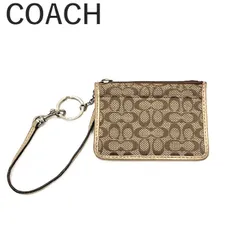 コーチ COACH パスケース カード入れ 定期入れ CCロゴ ストラップ付 ゴールド ベージュ系