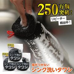 【3個入り】250万個突破 リピーター続出中 シンク洗いタワシ 掃除 吸水性 万能 便利 シンク タワシ コーナー フィット 排水溝 綺麗 水だけ 洗剤なし ブラック 丸型 ポイント消化   送料無料