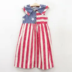古着 ノースリーブ ワンピース キッズ ガールズ 子供服 90s 星条旗 コットン 赤他 レッド 25sep02