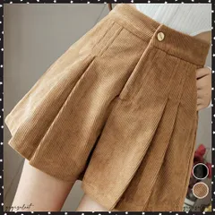 コーデュロイショートパンツ ハイウエスト プリーツ キュロットパンツ レディース Aライン ワイドパンツ 体型カバー タック短パン 韓国風 秋冬ボトムス 美脚脚長 無地イージーパンツ 着やせショーパン カジュアルおしゃれ