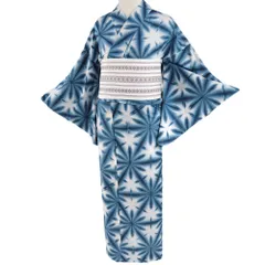 [値下げ］雪花絞り　板締め絞り　浴衣　絞り 雪花絞り 板締め絞り 浴衣 綿100% 夏着物風としても * 着物の