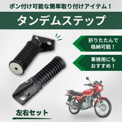 バイク 汎用 ステップ リア タンデム バー フットペグ 左右セット 単車 オートバイ 滑り止め 可倒式 車検対応 ブラック 2本 セット