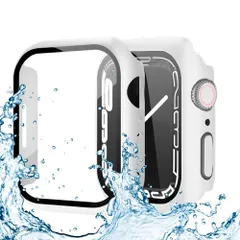 【在庫処分】(ホワイト 対応 対応 40mm/41mm/44mm/45mm 40mm/41mm/44mm/45mm アップルウォッチシリーズ 脱着簡単 41mm) 高タッチ感度 高透過率 軽量 耐衝撃 カバー 一体型 PCフレーム 防水ケース ケース 9/8/