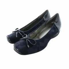 フィットフィット fitfit パンプス スクエアトゥ ロゴ リボン 総柄 24cm 紺 ネイビー ■GY18 /MQ