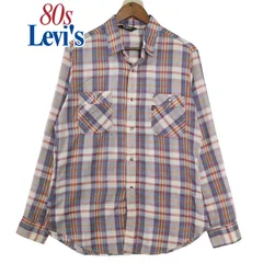 80s オールド Levi's リーバイス レッドタブ チェック柄 ダブルポケット 長袖シャツ L / ヴィンテージ アメカジ