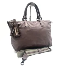 ■極美品■Anya Hindmarch アニヤハインドマーチ　2way ボストンバッグ　ショルダーバッグ　レザー　本革　ロゴ　タッセル　パープルグレー　シルバー金具　内側ロゴ総柄　多機能　レディース　肩がけ　斜めがけ　クロスボディ