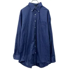 NAUTICA 長袖 無地シャツ XL ネイビー ノーティカ コットン100% ボタンダウン ボタン 無地 シンプル 胸ポケット 刺繍ロゴ 春物 a710-6153