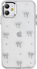 竹下工房 リボンxキラキラ スマホケース ラメ クリア 韓国 かわいい iphoneケース(クリア,  iPhone16e)