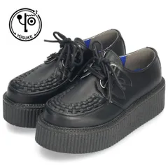 ヨースケ YOSUKE 厚底ローファー ラバーソール レディース 黒 レースアップ シューズ 2810025 靴 カジュアル ブラック 幅広 ゆったり ３E プラットフォーム