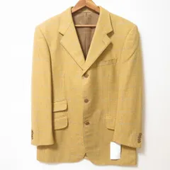 #wnc トゥモローランド TOMORROWLAND シングルジャケット 50 黄土色 水色 S3B 本切羽 カシミア混 チェック ロロピアーナ メンズ [941690]