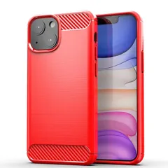 iPhone13 mini ケース アイフォン13ミニ  カーボン調 薄型 耐衝撃 ソフト ケース 【Color】 レッド