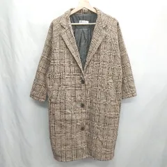 ◇ ⊇ HSS チェック 長袖 チェスターコート サイズM ブラウン レディース E  【1501230006521】